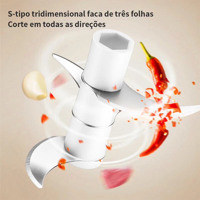 Mini Processador Triturador Elétrico 3 Laminas Recarregável 250ml