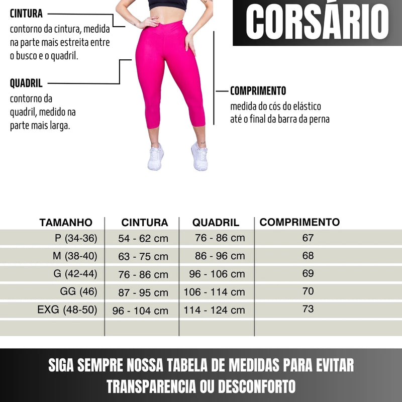 Calça Legging Corsario Fitness Feminina