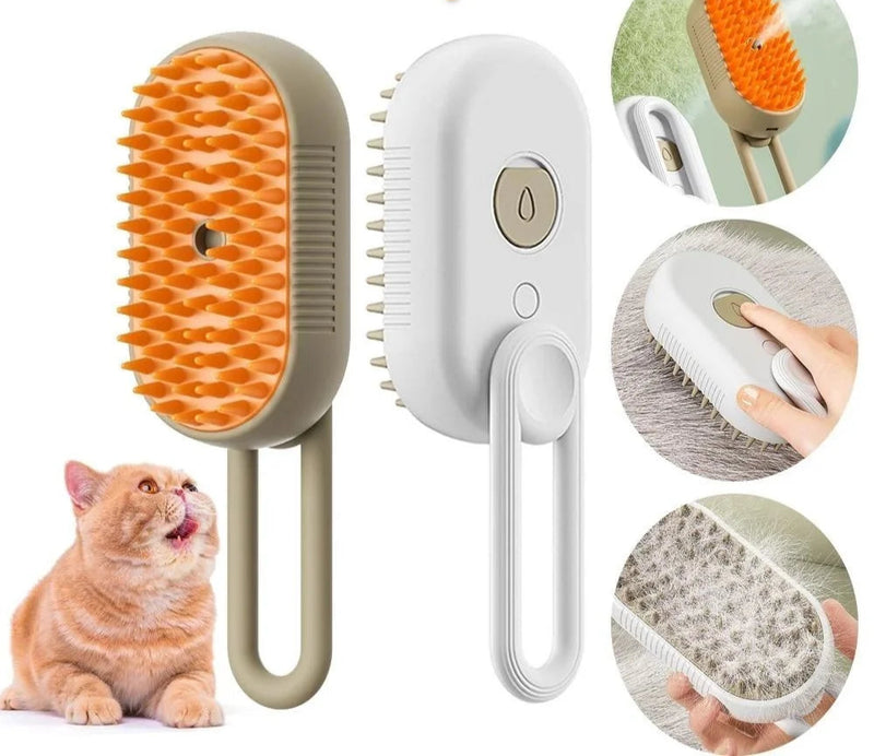 Escova A Vapor Para Gatos Cães 3 Em 1 Escovas Elétricas De Pêlos Pentes De Massagem Animais De Estimação Remoção