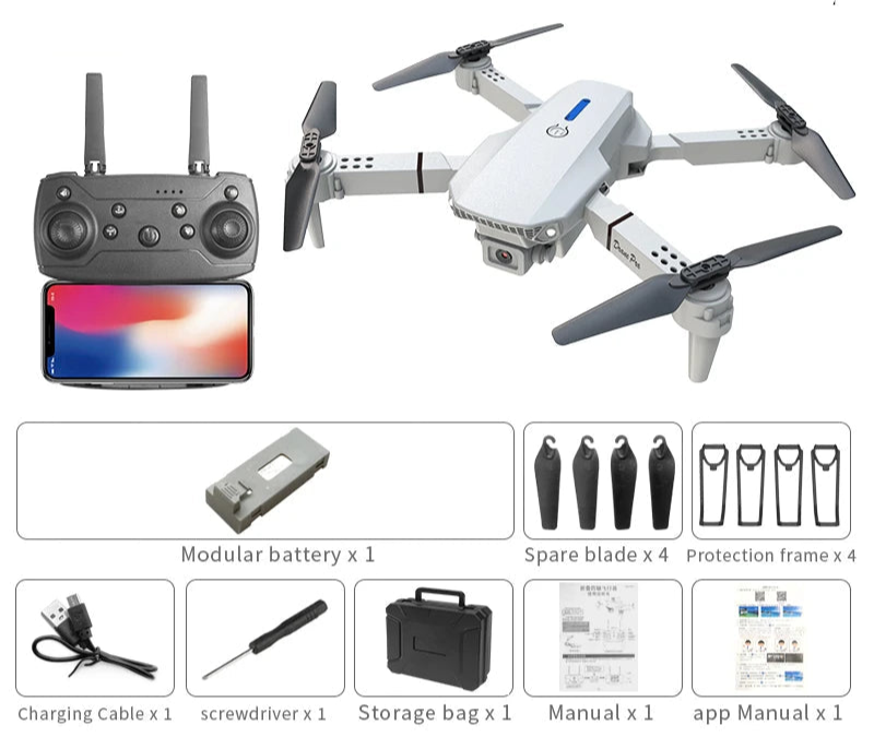 Drone com Câmera Semiprofissional 4k/1080p com 1 ou 2 Baterias Inclusas